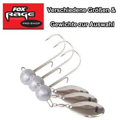 Produktbild von 3 Fox Rage Jighaken Spin Jigs Jigköpfe Gummifische , Größe:25g / Gr. 4/0