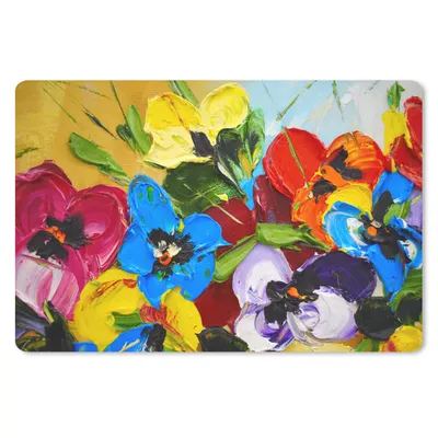 Produktbild von MuchoWow® Schreibtischunterlage Ölfarbe - Malerei - Blumen 60x40 cm - XXL Mauspad - Großes Mauspad