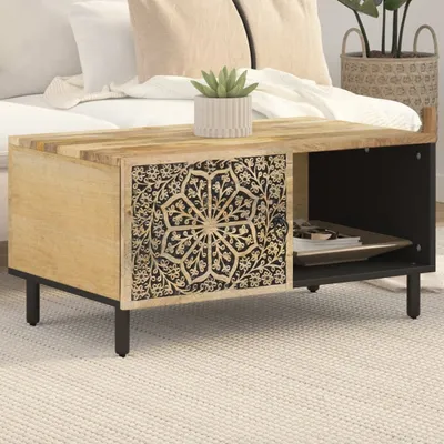 Image de Table basse exclusive - Dimensions : 80 x 50 x 40 cm - Bois massif de mangue