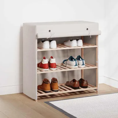 Immagine prodotto di vidaXL Scarpiera con coperchio Bianco 79 x 40 x 80 cm Tessuto