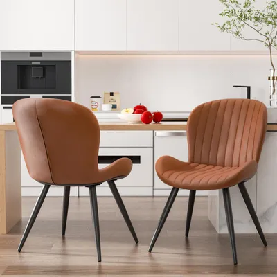Produktbild von Hawthyhome Esszimmerstühle 2er Set Polsterstuhl mit Metallbeine für Küche Esszimmer Wohnzimmer Braun