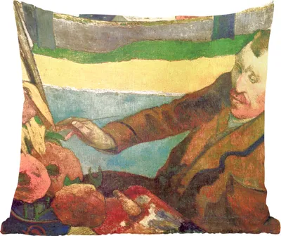 Produktbild von MuchoWow® Zierkissen Sofakissen Wohnzimmer Dekokissen 50x50 cm Der Sonnenblumenmaler - Gemälde von Vincent van Gogh - Komfort - Sofakissen