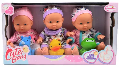 Produktbild von Set aus 3 realistischen Babypuppen mit Zubehör, pädagogisches Spiel Midex