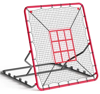 Produktbild von Rebounder Netz Fußball - Multisport Trainingsnetz - Verstellbarer Winkel - 9-Zonen Ziel - Baseball Pitching Trainer - Für Volleyball/Basketball/Lacrosse - Farbe A