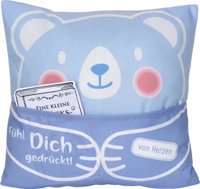 Produktbild von HERGO Sofahelden Umarmungskissen "Bär" blau