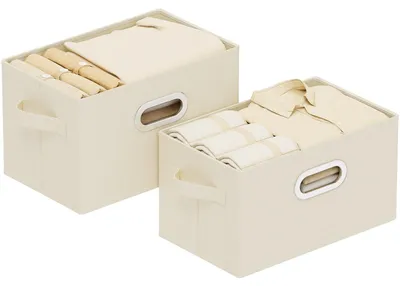 Immagine prodotto di Scatole pieghevoli per la conservazione, con maniglie, set da 2, color beige