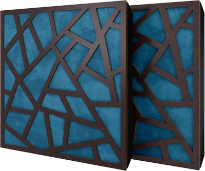 Obrázek produktu pro Sada 6 akustických panelů SKYROSS, potah samet, rozměry 50x50x5 cm, barva wenge/modrá – včetně montážní sady