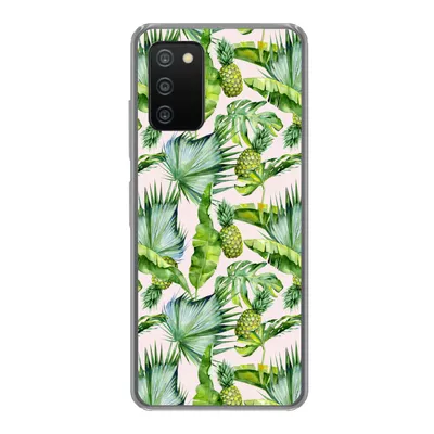 Produktbild von MuchoWow® Handyhülle Schutzhülle Hülle für Samsung Galaxy A03s Blätter - Ananas - Muster Silikon Softcase Handy Hülle - Schutz