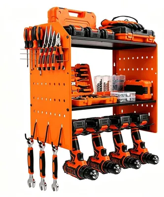 Obrázek produktu pro Organizér na nářadí do garáže se 4 úrovněmi, nástěnný držák na elektrické nářadí