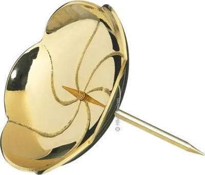 Produktbild von 4 Adventskranzteller für Ø bis 8 cm Kerzen, Außen Ø 10 cm Gold poliert, abschraubbarer Dorn