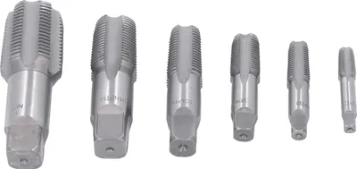 Immagine prodotto di rubinetto per tubi da 6 pezzi NPT 1 pollice 3/4 pollice 1/2 pollice 3/8 pollice 1/4 pollice 1/8 pollice Set di strumenti di maschiatura Acciaio al carbonio per tubi in PVC
