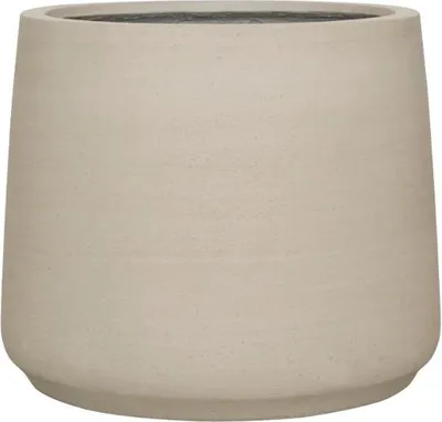 Zdjęcie produktu dla Donica Jumbo Patt Beige Washed – średnica 34 cm, wysokość 28 cm – nowoczesna donica o wyglądzie betonu – stylowa donica do wnętrz i na zewnątrz – ozdobna donica do roślin doniczkowych, palm i traw ozdobnych