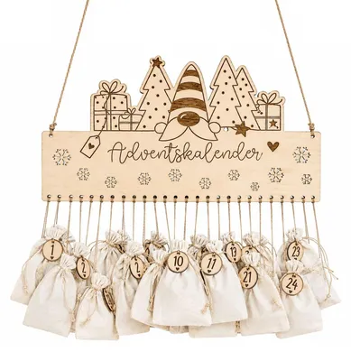 Productafbeelding van Adventskalender om zelf te vullen - Kerstset met aftelkalender - 20 x 18 cm