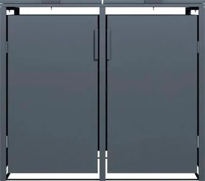 Produktbild von Mülltonnenbox Konsta Mülltonnenbox-Set 2er für 2 x maximal 240 L Mülltonnen Metall inkl. Gasdruckfedern 132 x 80 x 116 c