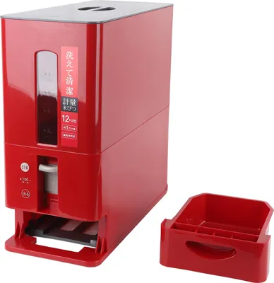 Obrázek produktu pro 12kg Automatic Rice Storage Bin Drawer Type Intelligent Measurable Dispenser Rice Bucket for Rice Bean Grain Cereal Red
