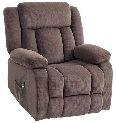Productafbeelding van 8 vibratiepunten, 5 standen, massagestoel met lendenverwarming, relaxstoel, tv-stoel, polyester, bruin | 150° kantelbaar | 360° draaibaar | 92x92x102 cm