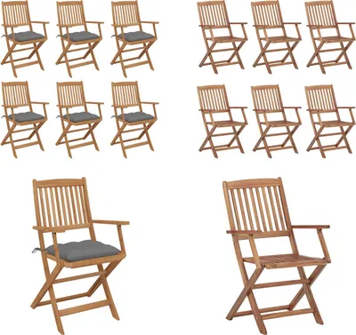 Immagine prodotto di vidaXL Sedie da giardino pieghevoli 6 pezzi con cuscino in legno massiccio di acacia - sedia da giardino - sedie da giardino - poltrona da giardino - sedia pieghevole