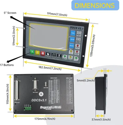 Productafbeelding van CNC Bewegingscontroller - 4-Assig - 5 Inch TFT Scherm - Voor Stappenmotoren