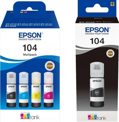 Produktbild von Epson EPST104MULTI Original 4‑farbige Tintenpatrone – 4500 Seiten, kompatibel mit ECOTANK ET2710‑ET4700