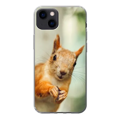 Produktbild von MuchoWow® Handyhülle Schutzhülle Hülle für iPhone 13 Eichhörnchen - Lustig - Nuss - Kinder - Jungen - Mädchen - Kind Silikon Softcase Handy Hülle - Karteninhaber