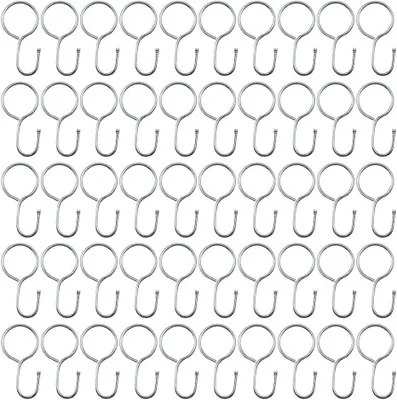 Imagen del producto de Ganchos tipo "S", de 45 mm de longitud, paquete de 50 unidades, para cortinas y cortinas de ducha