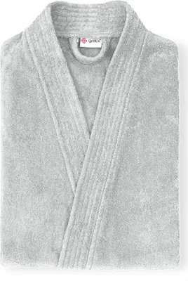 Produktbild von grace grand spa Bademantel Kimono aus weicher Frottierware Silber S