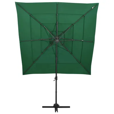 Zdjęcie produktu dla vidaXL Parasol z aluminiowym drążkiem 4-warstwowy zielony 250x250 cm