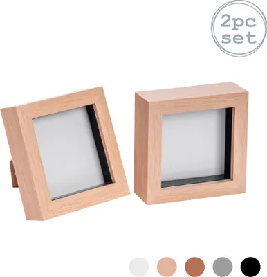 Produktbild von 4x4 Fotorahmen Bilderrahmen in heller Holzoptik - stehend und hängend x2