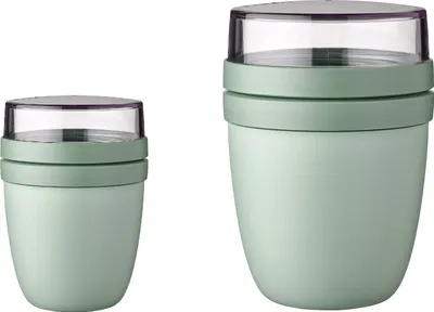 Produktbild von Mepal | Lunchpot Ellipse Duo Pack | Praktischer Müslibecher, Joghurtbecher, To Go Becher | Geeignet für Tiefkühler, Mikrowelle & Spülmachine | Nordic Sage