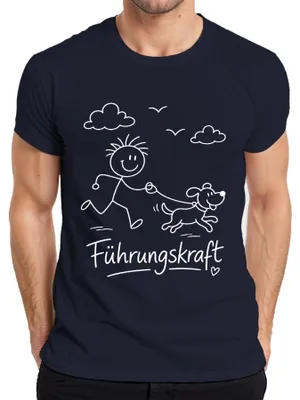 Produktbild von Führungskraft Hundeliebhaber Gassigeher Strichmännchen lustig Herren T-Shirt Hundeliebhaber, Navy, S