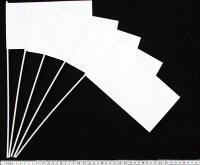 Produktbild von 50 Stück weiße Papierfahnen 11,5x21cm mit 39cm Stab, beidseitig bedruckt