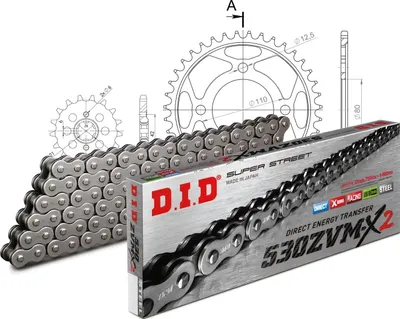 Produktbild von Kettensatz DID Stahl 530ZVM-X / 106 Nietschloss