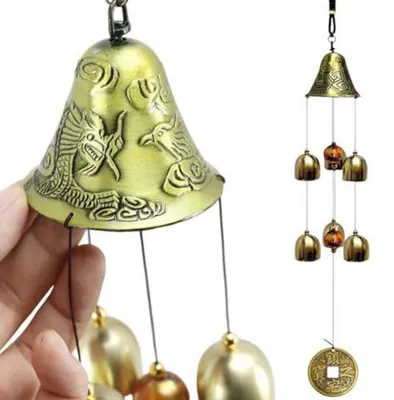 Produktbild von Windspiel Metall Chinesische Glocke Feng Shui Glücksbringer 46 cm