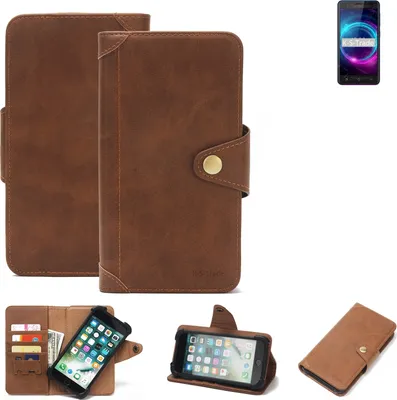 Produktbild von K-S-Trade Handyhülle für BQ Mobile BQ-5046L Choice LTE Schutz Hülle Walletcase Bookstyle Tasche Case Handytasche Wallet Flipcase Cover PolyurethanBraun