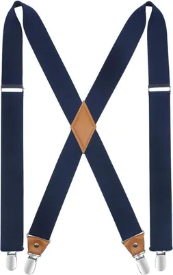 Produktbild von Hosenträger X-Form 3,5 cm breit mit 4 Metall-Clips, elastisch, verstellbar, Dunkelblau