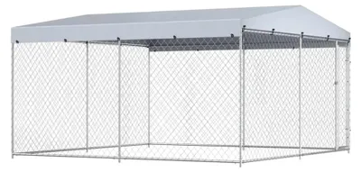 Produktbild von Hundezwinger im Freien mit Überdachung 382x382x225 cm Hundehütte Hundekäfig