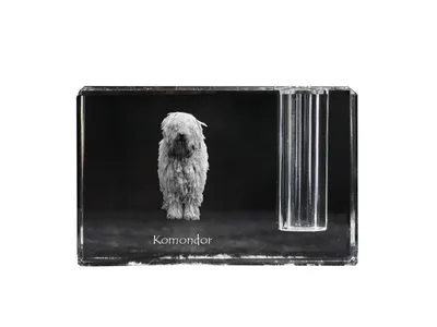 Produktbild von Komondor - Stifthalter, Kristallorganizer mit Hundefoto, einzigartige Schreibtischdekoration der Marke Art-Dog
