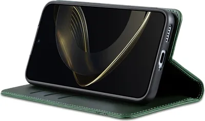 Produktbild von Leder Hülle für Samsung Galaxy S25 FE, Klapphüllen Brieftasche Magnetverschluss Ständer Schutzhülle Grün