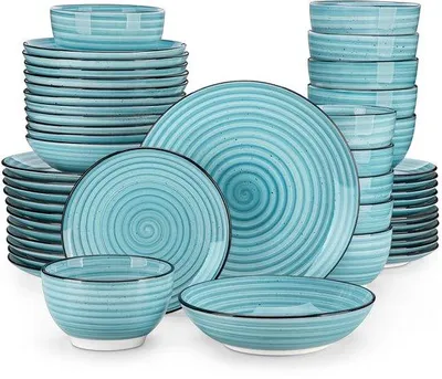 Immagine prodotto di Set di piatti in porcellana colorata per 6 persone, oro