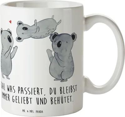 Produktbild von Mr. & Mrs. Panda Keramiktasse Trennung von den Eltern - Weiß - Geschenk, Tasse, Becher, Pott, Kaffeebecher, Wärme, Kaffeetasse, Mutmacher, schwierige Zeiten, Vertrauem