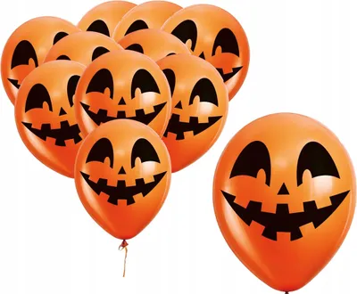 Zdjęcie produktu dla Balony Lateksowe Pomarańczowe Uśmiechnięta Dynia HALLOWEEN Dekoracja 10 szt.