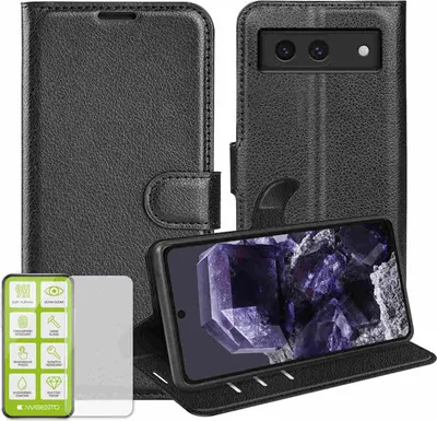Obrázek produktu pro Pro mobilní telefon Google Pixel 8a Pouzdro z umělé kůže + tvrzené sklo H9