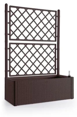 Produktbild von Selbstbewässernder Pflanzkübel „Natural Deluxe“ 90 l mit Spalier/Gitter, braun