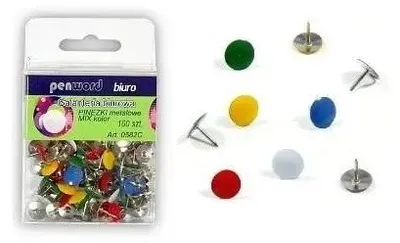 Image de Punaises métalliques, assortiment de couleurs, 100 pièces