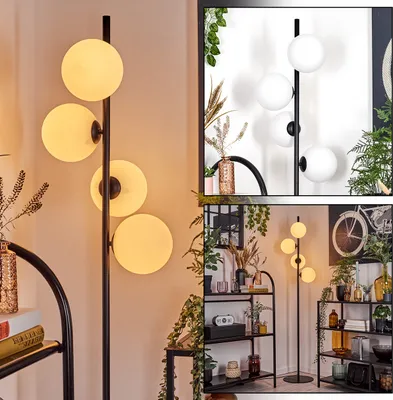 Produktbild von Garaguso Stehlampe aus Metall/Glas in Schwarz/Weiß mit Fußschalter