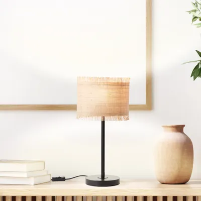 Produktbild von BRILLIANT Nature Tischlampe RAFFY | Tischleuchte mit naturfarbenen Seegras-Schirm | 45,5 cm Höhe & 22 cm Durchmesser | E27 Fassung max. 60 W | Metall/Seegras in Natur/Schwarz