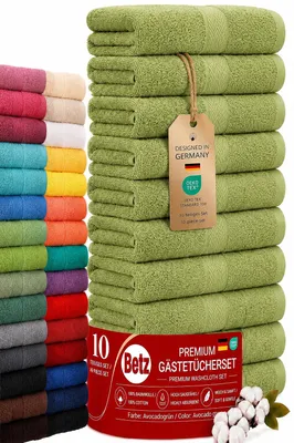 Produktbild von Betz 10 Stück Gästetücher 30x50 cm PREMIUM 100% Baumwolle Set Händehandtücher  Farbe: avocadogrün
