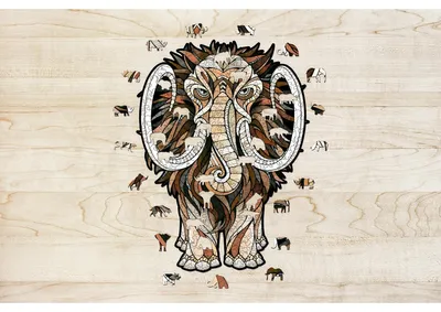 Eco Wood Art (EWA) Holz LegPuzzle Mammoet/ Mastodon, 2208, size L, 54x40x0,5cm