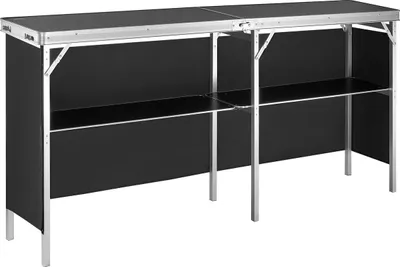 Immagine prodotto di Tavolo da esposizione portatile per fiere, 1980 x 385 x 880 mm, espositore da banco con parete, tavolo da bar pieghevole per promozione al dettaglio con ripiano portaoggetti e borsa per il trasporto