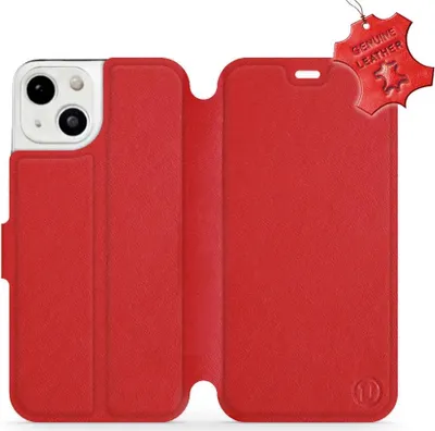 Zdjęcie produktu dla Skórzane etui na telefon iPhone 13, Mobiwear Leather, czerwone